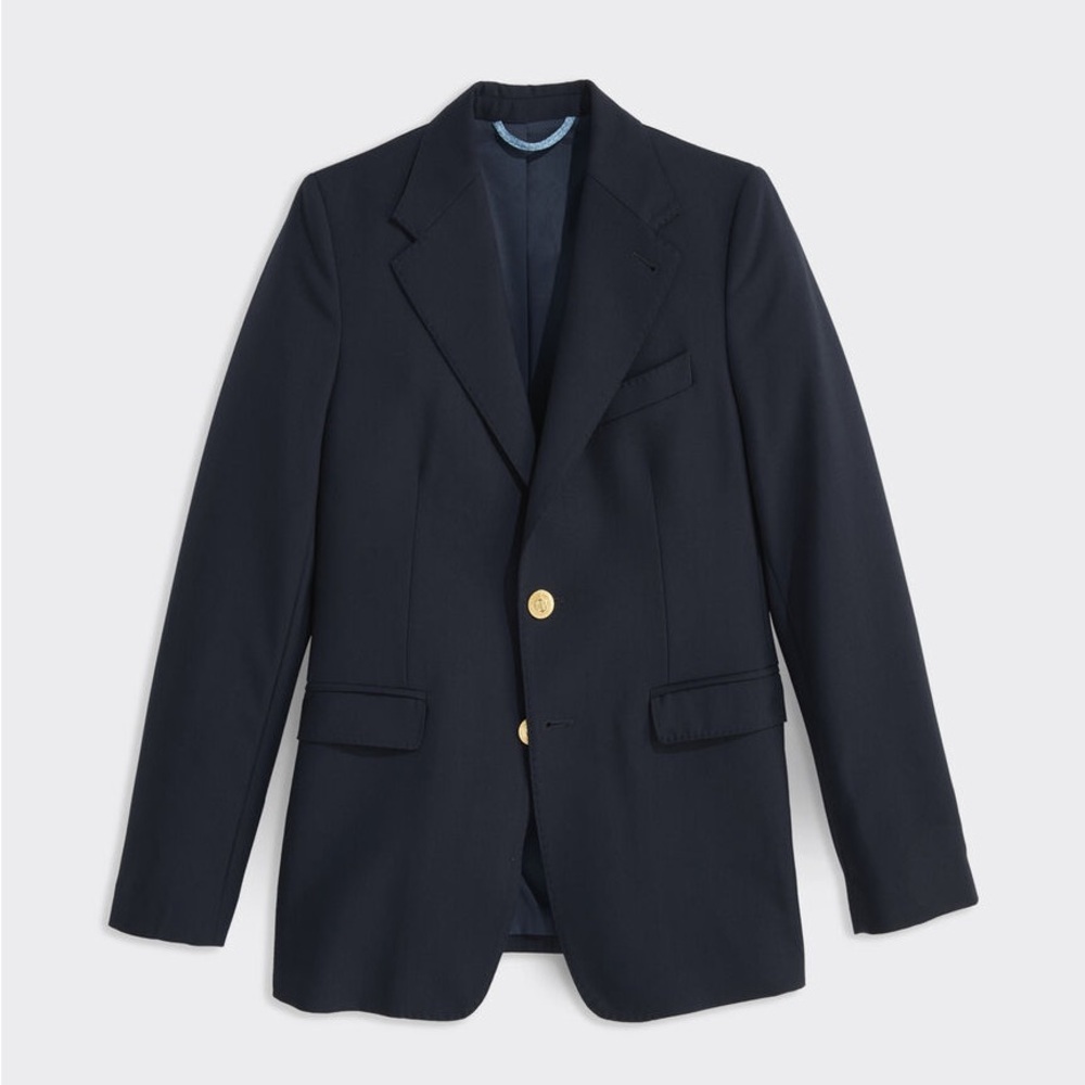 Vineyard Vines Black Two-Button Gold Buttons Boathouse Performance Wool Blazer
